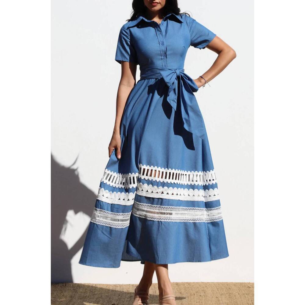 NEW DRESS DAY adiva midi dress in blue